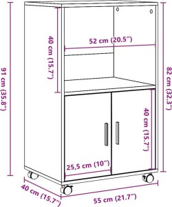 vidaXL vidaXL Szafka na kółkach, szarość betonu, 55x40x91 cm 10