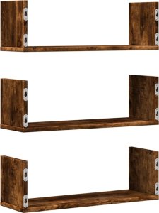 vidaXL vidaXL Półki ścienne, 3 szt., przydymiony dąb, 58x18x18 cm 6