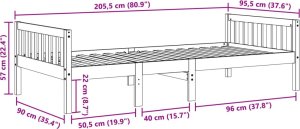 vidaXL vidaXL Łóżko dziecięce bez materaca, 90x200 cm, lite drewno sosnowe 10