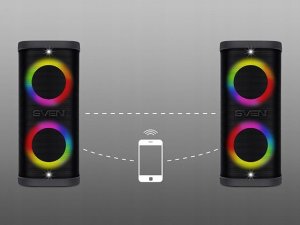 Głośnik Sven Portable speaker SVEN PS-950 black power output 2x80W (RMS) TWS Bluetooth IPx4 FM USB microSD LED-display lithium battery 9