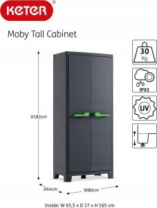 Szafa ogrodowa Curver KETER GARDEN WARDROBE MOBY WATERPROOF 182x80x44cm IT New 4