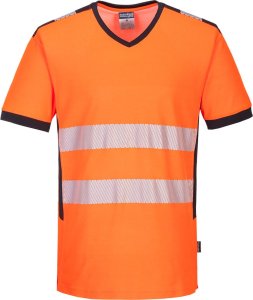 Portwest PW310 - T-shirt ostrzegawczy PW3 z dekoltem w szpic - pomarańczowy-czarny 4XL 1