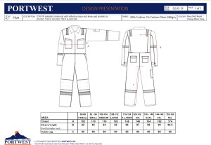 Portwest FR28 - Lekki kombinezon trudnopalny i antystatyczny 280g - szary XL 9