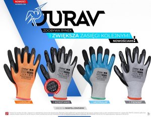 R.E.I.S. J-ARADECO - Rękawice ochronne, ściągacz, powlekane lateksem smooth 100% poliester (ścieg 13), odporne na kwasy detergenty 10 2