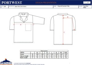 Portwest 2209 - Bluza piekarza z krótkimi rękawami  65% poliester 35% bawełna 3XL 5