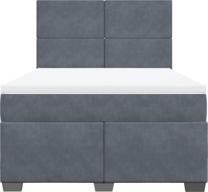 vidaXL Łóżko kontynentalne z materacem, ciemnoszare, 160x200cm aksamit 4