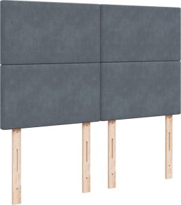 vidaXL Łóżko kontynentalne z materacem, ciemnoszare, 160x200cm aksamit 8
