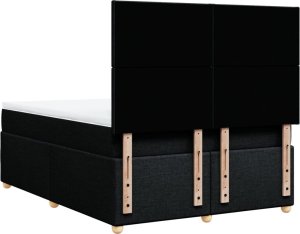 vidaXL Łóżko kontynentalne z materacem, czarne, tkanina 160x200 cm 6