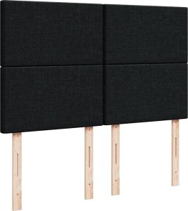 vidaXL Łóżko kontynentalne z materacem, czarne, tkanina 160x200 cm 7