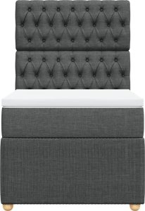 vidaXL Łóżko kontynentalne z materacem, ciemnoszara tkanina 90x190 cm 4