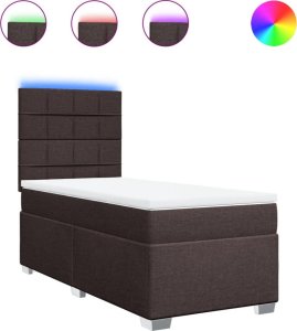 vidaXL Łóżko kontynentalne z materacem, brązowe, tkanina, 90x200 cm 2