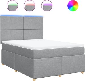 vidaXL Łóżko kontynentalne z materacem, jasnoszare, tkanina 160x200 cm 2