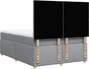 vidaXL Łóżko kontynentalne z materacem, jasnoszare, tkanina 160x200 cm 7