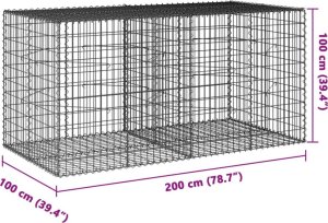 vidaXL Kosz gabionowy z pokrywą, 200x100x100 cm, galwanizowane żelazo 7