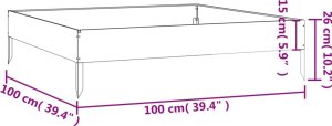 vidaXL Podwyższona donica, 100x100x26 cm, stal kortenowska 7