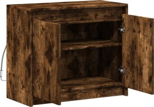 vidaXL Szafka z LED, przydymiony dąb, 72x34x61 cm 7