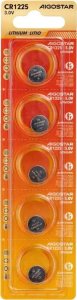 Aigostar  Bateria litowa CR1225 3V guzikowa pastylka opakowanie 5 sztuk Bateria litowa CR1225 3V guzikowa pastylka opakowanie 5 sztuk 5