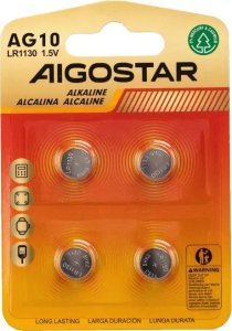 Aigostar  Bateria guzikowa pastylkowa AG10 LR54 LR1130 1.5V opakowanie 4 sztuki Bateria guzikowa pastylkowa AG10 LR54 LR1130 1.5V opakowanie 4 sztuki 6