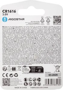 Aigostar  Bateria litowa CR1616 3V guzikowa pastylka opakowanie 2 sztuki Bateria litowa CR1616 3V guzikowa pastylka opakowanie 2 sztuki 4