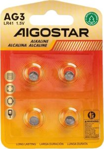 Aigostar  Bateria guzikowa pastylkowa AG3 LR41 1.5V opakowanie 4 sztuki Bateria guzikowa pastylkowa AG3 LR41 1.5V opakowanie 4 sztuki 4