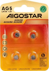 Aigostar  Bateria guzikowa pastylkowa AG5 LR754 1.5V 4 opakowanie 4 sztuki Bateria guzikowa pastylkowa AG5 LR754 1.5V 4 opakowanie 4 sztuki 5