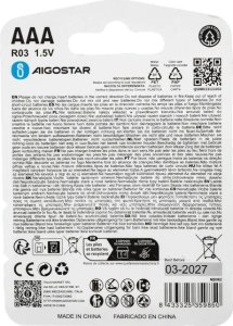 Aigostar  Bateria alkaliczna cynkowo-węglowa R03 AAA 1.5V opakowanie 4 szt. Bateria alkaliczna cynkowo-węglowa R03 AAA 1.5V opakowanie 4 szt. 5