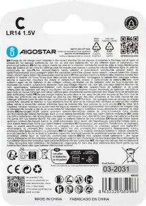 Aigostar  Bateria alkaliczna LR14C 1.5V opakowanie 2 szt. Bateria alkaliczna LR14C 1.5V opakowanie 2 szt. 5