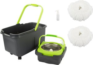 Mop Verk Mop obrotowy rotacyjny 360 dozownik wiadro zestaw 2x nakładki mikrofibra 2