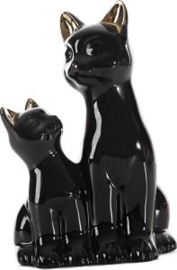 Eurofirany Figurka ceramiczna koty CAT 15X11X22 czarna 1