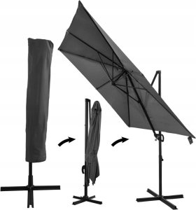 kontrast Parasol ogrodowy duży składany regulowany AUSTIN  300 cm + pokrowiec c. szary 10