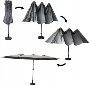 kontrast Parasol ogrodowy duży składany regulowany PHOENIX 2,7x4,6m + pokrowiec c. szary 2