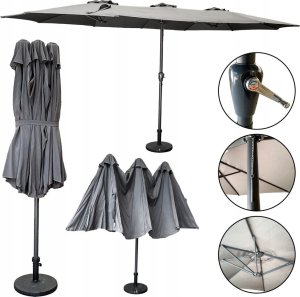 kontrast Parasol ogrodowy duży składany regulowany PHOENIX 2,7x4,6m + pokrowiec c. szary 3