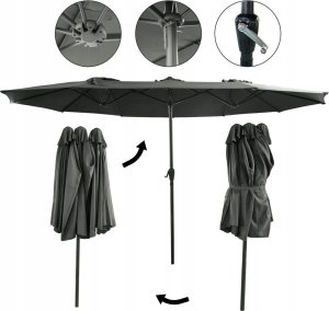 kontrast Parasol ogrodowy duży składany regulowany PHOENIX 2,7x4,6m + pokrowiec c. szary 5