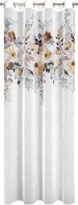 Design 91 Elegancka zasłona na przelotkach GRETA 140X250 biała z motywem kwiatowym 1