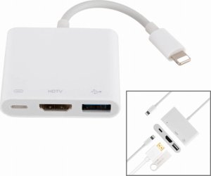 Adapter USB SwiatKabli Adapter Konwerter OTG ze załącza LIGHTNING na HDMI/USB/LIGHTNING Przejściówka 1