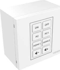 Vision VISION Techconnect Faceplate Steuermodul - LEBENSLANGE GARANTIE - 8 Tasten - lernt Infrarot-Fernbedienungscodes von anderen Fernbedienungen - unterstutzt RS-232, 12V-Ausloser, Planung - mehrere Befehle pro Taste - Doppelraummodul - 1-fach britisch 1