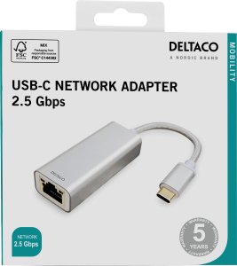 Deltaco USB-C tinklo adapteris DELTACO, 2,5G, aliuminis / USBC-GIGA6 2
