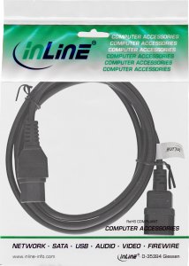 Kabel zasilający InLine INLINE Netzkabelverlaengerung C15 Warmgeraetestecker auf C14 Buchse schwarz 3m 2