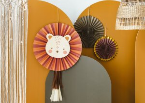 PartyDeco Rozety dekoracyjne Lew 26-43cm 3szt 3