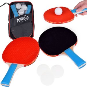 Jokomisiada Drewniane PALETKI do gry w ping-pong + 3 piłeczki Tenis stołowy SP0768 1