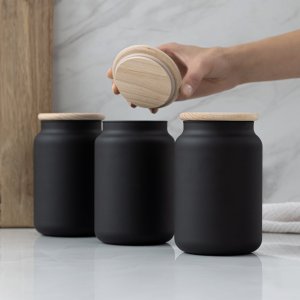 Trend Glass Pojemniki do przechowywania czarne mat 3x970 ml 3