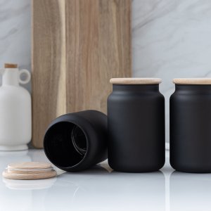 Trend Glass Pojemniki do przechowywania czarne mat 3x970 ml 4