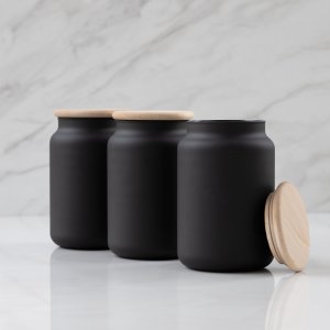 Trend Glass Pojemniki do przechowywania czarne mat 3x970 ml 5