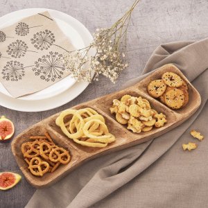 Orion Talerz na przekąski drewniany dzielony MANGO 35x11 cm 3