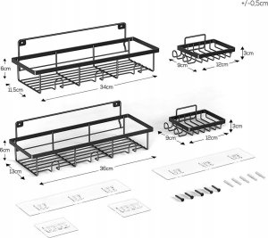 Vilde Półka pod prysznic metalowa czarna 4 szt. 5