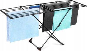 Vilde Suszarka na pranie metalowa czarna rozsuwana XXL 110-189 cm 2