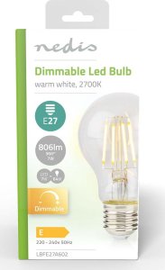 Nedis Nedis LBFE27A602 lampa LED Ciepłe białe 2700 K 7 W E27 E 3