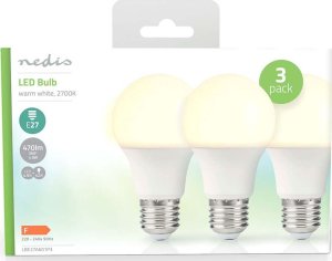 Nedis Nedis LBE27A601P3 lampa LED Ciepłe białe 2700 K 4,9 W E27 F 3