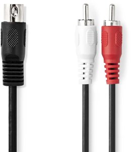 Kabel Nedis Nedis CAGL20200BK10 kabel audio 1 m DIN (5-pin) 2 x RCA Czarny 1