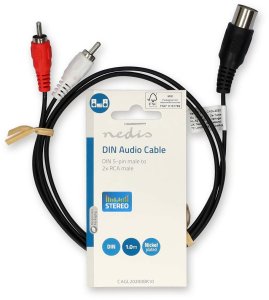 Kabel Nedis Nedis CAGL20200BK10 kabel audio 1 m DIN (5-pin) 2 x RCA Czarny 3